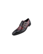 Handmade Black & Burgundy Monk Strap Shoes – Premium Calf Leather | Sizes 7-14