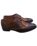 Handmade Brown & Tan Color Genuine Leather Lace Up Wing Tip Brogue's Oxfords Shoes - Image 3