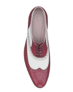 Handmade Burgundy & White Wing Tip Leather Shoes for Men | Premium Genuine Leather, Sizes 7-14 - Image 5