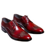 Handmade Burgundy Lace-Up Leather Shoes for Men | Premium Leather Oxfords | Sizes 7-14 - Image 4