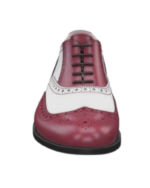 Handmade Burgundy & White Wing Tip Leather Shoes for Men | Premium Genuine Leather, Sizes 7-14 - Image 6