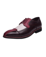 Handmade Burgundy & White Leather Cap Toe Shoes for Men | Premium Genuine Leather, Sizes 7-14 - Image 6
