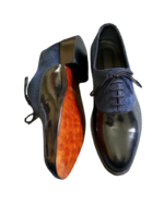 Men's Handmade Genuine Leather Cress Lace-Up Shoes – Premium Leather, Blue Derby Style with Leather Sole - Image 3