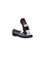 Handmade White & Black Color Genuine Calf Leather Belgian Monk Strap Dress Shoes - Image 5