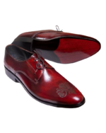 Handmade Burgundy Lace-Up Leather Shoes for Men | Premium Leather Oxfords | Sizes 7-14 - Image 5