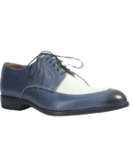 Handmade Blue & White Genuine Leather Lace-Up Round Toe Shoes – Premium Quality, Comfortable Dress Shoes for Men - Image 6