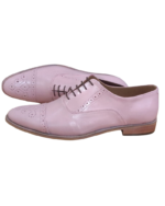 Handmade Baby Pink Color Genuine Leather Lace Up Hand Painted Cap Toe Brogue's Oxfords Dress Shoes - Image 3
