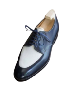Handmade Blue & White Genuine Leather Lace-Up Round Toe Shoes – Premium Quality, Comfortable Dress Shoes for Men - Image 7