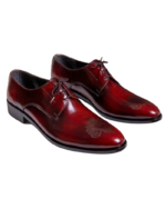 Handmade Burgundy Lace-Up Leather Shoes for Men | Premium Leather Oxfords | Sizes 7-14 - Image 7