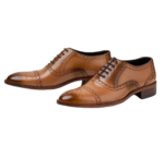 Handmade Men's Cress Cap Toe Lace-Up Leather Shoes - Premium Mustard Genuine Leather, Durable Leather Sole, Comfortable Fit - Image 4