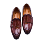 Handmade Men's Barker Monk Strap Shoes - Premium Genuine Leather, Leather Sole, Brown, Comfortable & Durable - Image 3
