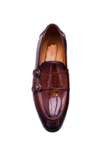 Handmade Men's Barker Monk Strap Shoes - Premium Genuine Leather, Leather Sole, Brown, Comfortable & Durable - Image 2