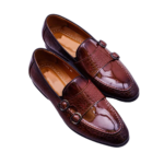 Handmade Men's Barker Monk Strap Shoes - Premium Genuine Leather, Leather Sole, Brown, Comfortable & Durable - Image 4
