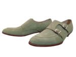 Handcrafted Monk Strap Shoes for Men – Green Suede Leather (Sizes 7-14) - Image 4