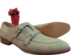 Handcrafted Monk Strap Shoes for Men – Green Suede Leather (Sizes 7-14) - Image 2