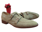 Handcrafted Monk Strap Shoes for Men – Green Suede Leather (Sizes 7-14) - Image 3