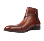 Handmade Brown Color Original Leather Stylish Cap Toe High Ankle Side Zipper Rounded Buckle Strap Jodhpurs Boots - Image 6