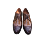 Handmade Brown & Tan Color Genuine Leather Lace Up Wing Tip Brogue's Oxfords Shoes