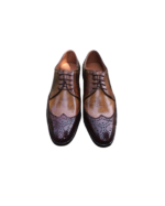 Handmade Brown & Tan Color Genuine Leather Lace Up Wing Tip Brogue's Oxfords Shoes