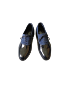 Men's Handmade Genuine Leather Cress Lace-Up Shoes – Premium Leather, Blue Derby Style with Leather Sole