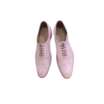 Handmade Baby Pink Color Genuine Leather Lace Up Hand Painted Cap Toe Brogue's Oxfords Dress Shoes
