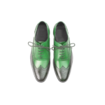 Premium Handmade Leather Wing Tip Shoes – Elegant Green (Sizes 7-14)