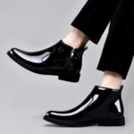 Handcrafted Men's Genuine Leather Dress Shoes - Side Zipper, Black | Premium Full-Leather, Leather Sole - Image 3