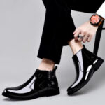 Handcrafted Men's Genuine Leather Dress Shoes - Side Zipper, Black | Premium Full-Leather, Leather Sole - Image 5