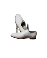 Handmade White Calf Leather Lace-Up Oxfords for Men | Premium Genuine Leather - Image 2