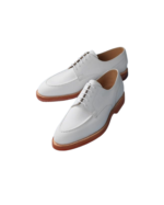 Handmade White Calf Leather Lace-Up Oxfords for Men | Premium Genuine Leather