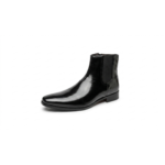 Test Handmade Black Leather Side Zipper Boots for Men
